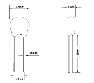 O termistor da compensação de temperatura NTC dimensiona o desenho de engenharia