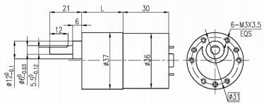37 mm OD caixa de engrenagens padrão BLDC motor de engrenagens planetárias 8 polos
