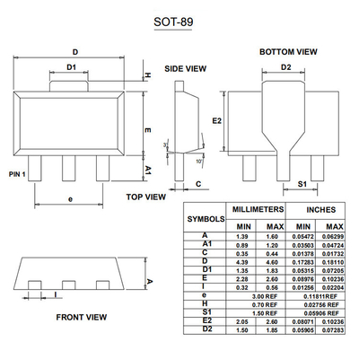 SOT-89 D882 NPN Transistores Eletrônicos Encapsulação de Energia em Plástico