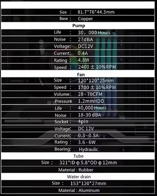 Venda de rebaixamento 120mm CPU líquido Frigorífico de bomba de água para computador de jogos