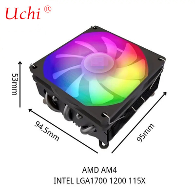 Radiador de tubo de aquecimento I3 I5 I7 I9 Lga775 1150 1151 1155 1156 1700 1366 2011 AMD AM4 AM5 Universal CPU Horizontal Frio Ventilador Preto