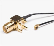 S-MA Jack feminino de extensão de ângulo direito de montagem de PCB coaxial para UFL UFL Connector 1.13 Pigtail Cable