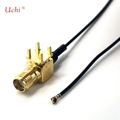 S-MA Jack feminino de extensão de ângulo direito de montagem de PCB coaxial para UFL UFL Connector 1.13 Pigtail Cable