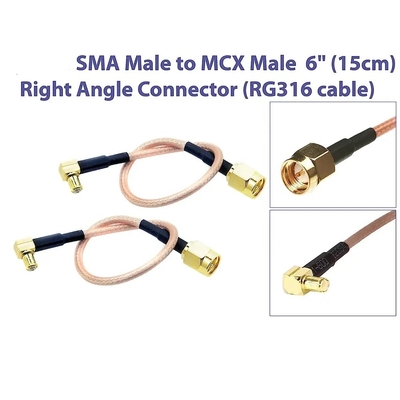 Cabos de baixa perda SMA-Male para MCX macho ângulo direito 6 polegadas 15cm conector RF RG316 Antena coaxial Pigtail