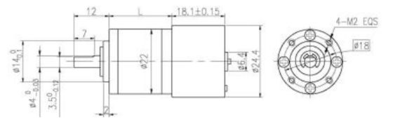 Motor de engrenagem planetária BLDC embutido no condutor com caixa de engrenagens planetária OD de 22 mm 12 polos