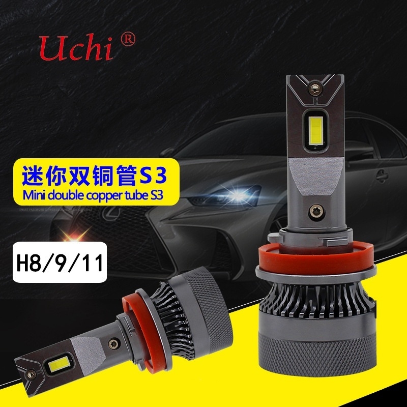Mini faróis de carro de alta potência com tubo duplo de cobre LED de 55w 9012 com alto brilho e luz focada