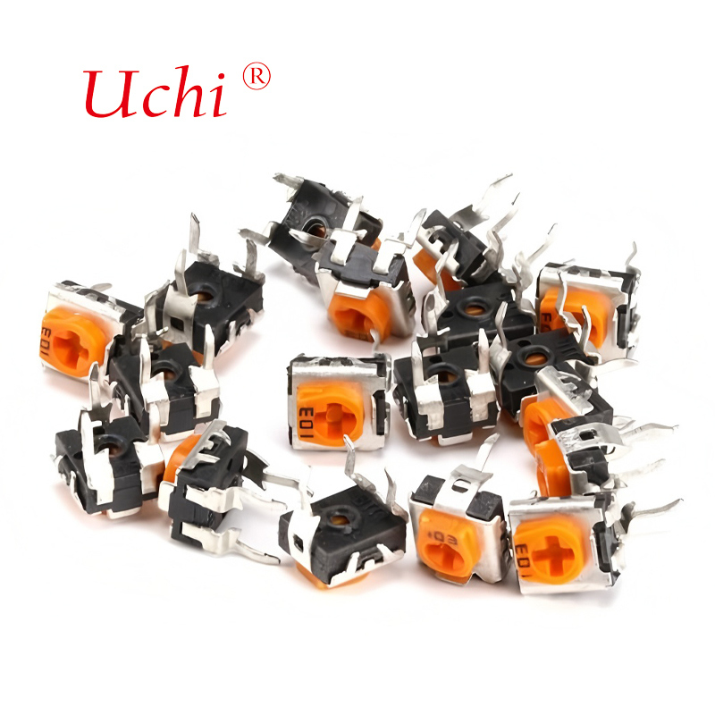 RM063 Potenciômetro Trimmer de Filme de Carbono de Volta Única Amarelo 1m Resistor Ajustável